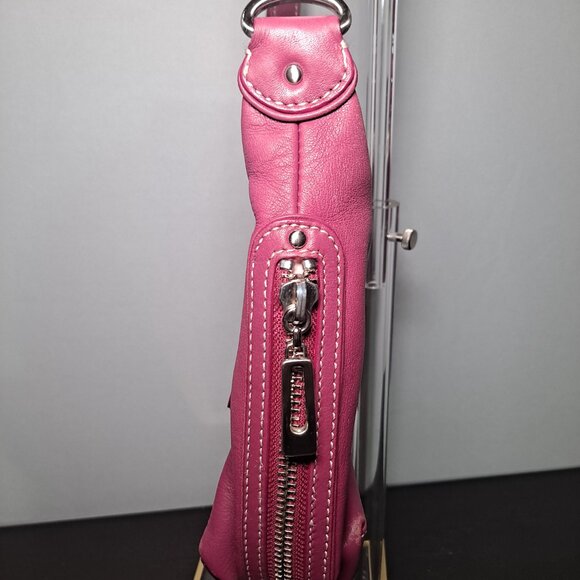 Cole Haan pink magenta leather hobo bag with a front buckle pocket - Picture 3 of 16